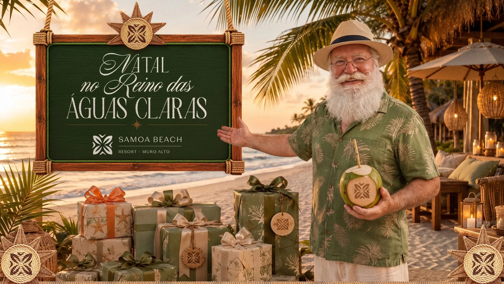 Papai Noel de férias em Muro Alto apresentando o Natal no Reino das Águas Claras