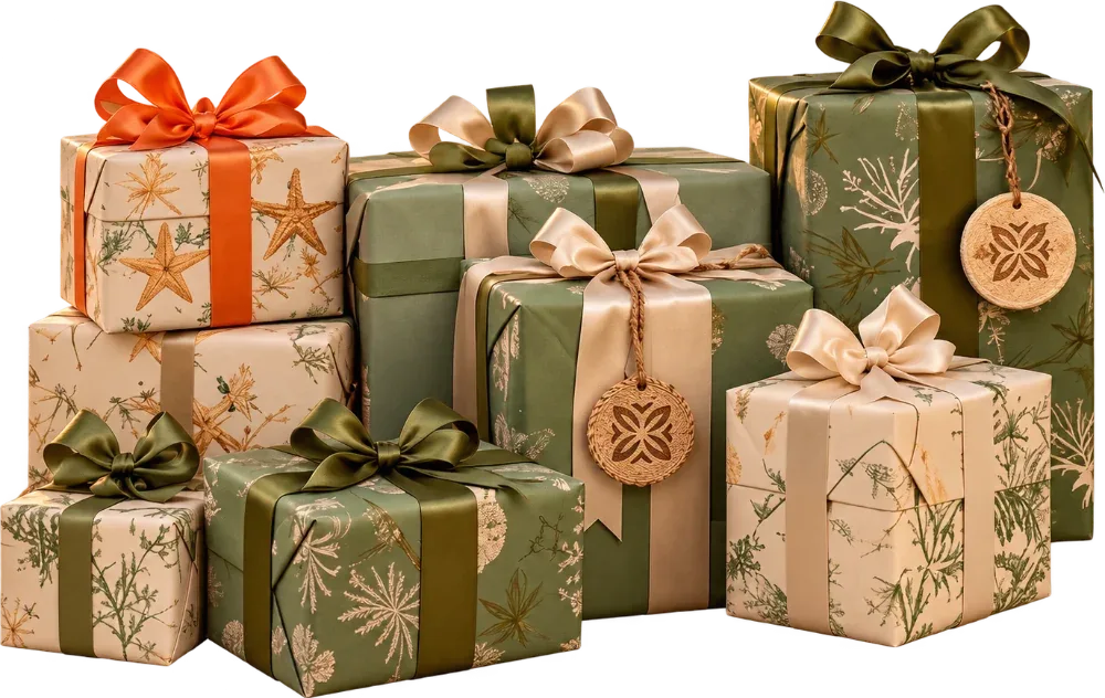 Presentes embrulhados para o Natal